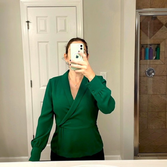 J. Crew Drapery Faux Wrap Top 365 Crepe Size 0 - Picture 3 of 9